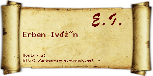 Erben Iván névjegykártya